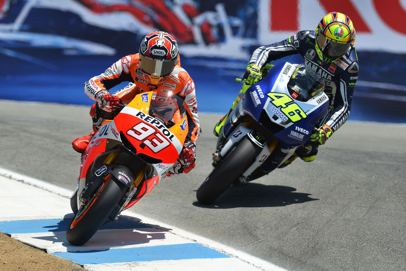 Marc Marquez, Repsol Honda Team; Valentino Rossi, Yamaha Factory Racing