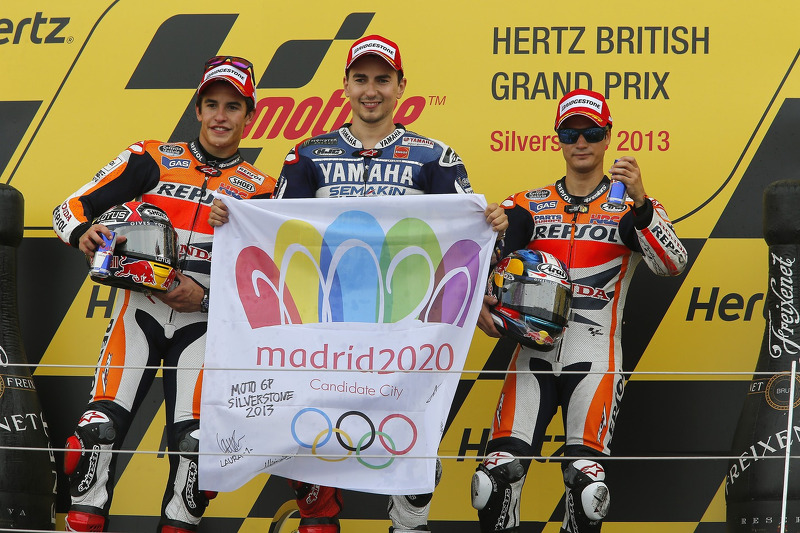 Podio: 1º Jorge Lorenzo, 2º Marc Márquez, 3º Dani Pedrosa