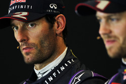 Mark Webber, Red Bull Racing and team mate Sebastian Vettel, Red Bull Racing in the FIA Press Conference