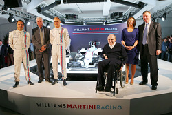 Williams-Teampräsentation 2014: Felipe Massa, Pat Symonds, Valtteri Bottas, Frank Williams, Claire W