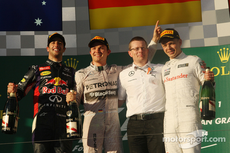 2014 - 1. Nico Rosberg 2. Kevin Magnussen 3. Jenson Button