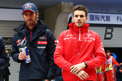 Jean-Eric Vergne, Scuderia Toro Rosso with Jules Bianchi, Marussia F1 Team on the drivers parade.
