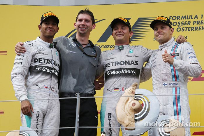 2014: 1. Nico Rosberg, 2. Lewis Hamilton, 3. Valtteri Bottas