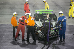 Denny Hamlin, Joe Gibbs Racing Toyota crashes out