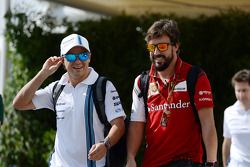 (I a D): Felipe Massa, Williams con Fernando Alonso, Ferrari
