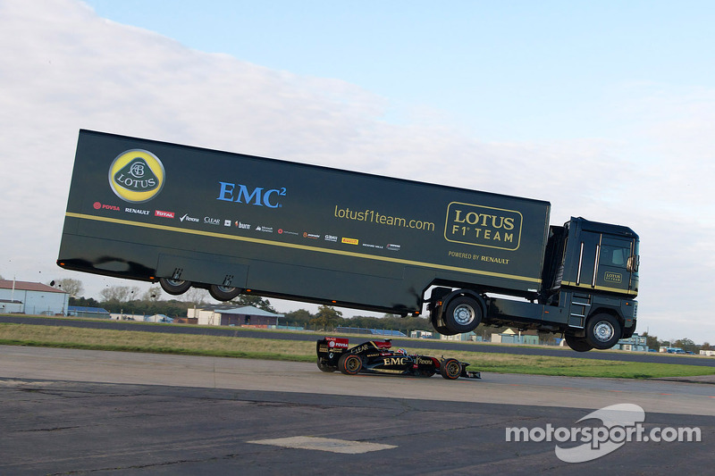 Stunt truck driver Mike Ryan jumps over stunt driver Martin Ivanov in record distance