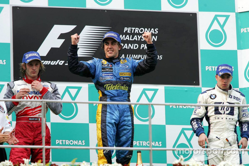 Podium: Sieger Fernando Alonso, 2. Jarno Trulli, 3. Nick Heidfeld