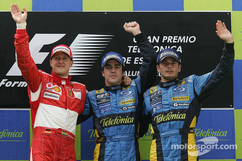 Podium: Sieger Fernando Alonso, 2. Michael Schumacher, 3. Giancarlo Fisichella