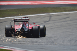 Sebastian Vettel, Ferrari SF15-T sends sparks flying