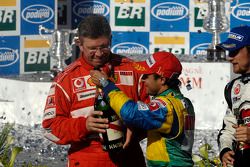 Podium: champagne for Felipe Massa and Ross Brawn