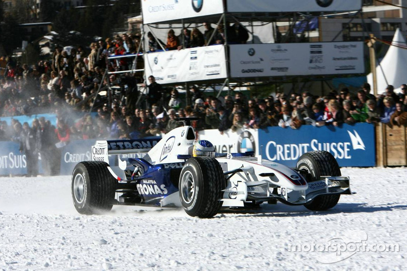 Nick Heidfeld, a BMW Sauber F1, St Moritz horse racing, special spike tyres from Bridgestone