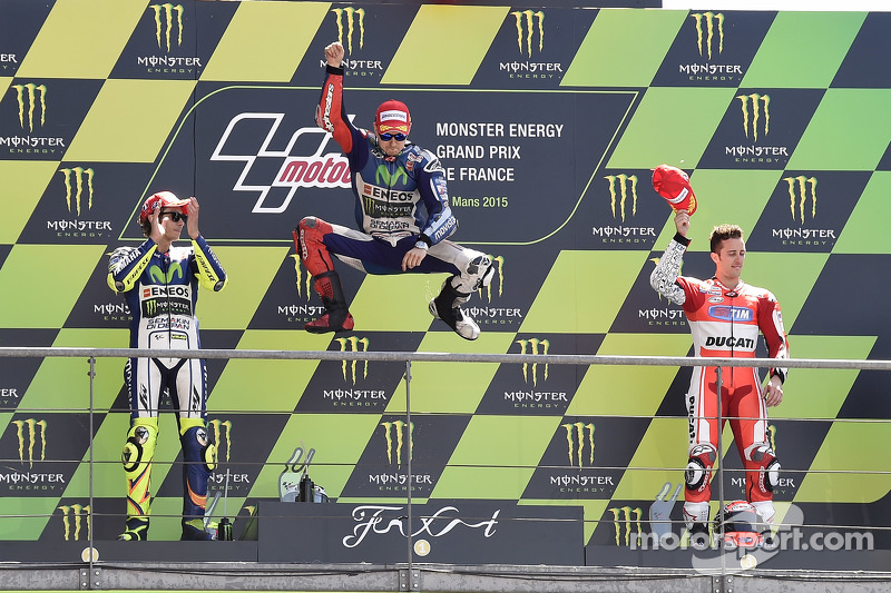 2015: 1. Jorge Lorenzo, 2. Valentino Rossi, 3. Andrea Dovizioso