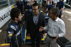 Nicolas Prost, e.dams-Renault avec Carlos Ghosn et Alain Prost