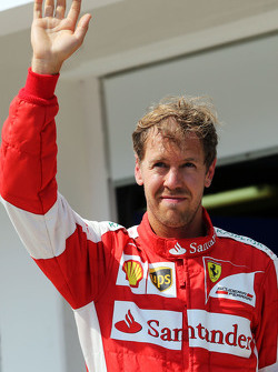Sebastian Vettel, Ferrari fête sa troisième place dans le Parc Fermé