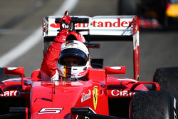 El ganador, Sebastian Vettel, Ferrari