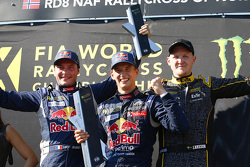Podium : le vainqueur Timmy Hansen, Team Peugeot Hansen, le deuxième, Davy Jeanney, Team Peugeot Hansen, le troisième, Robin Larsson, Larsson Jernberg Racing Team Audi A1