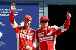 Secondo Kimi Raikkonen, Ferrari e terzo Sebastian Vettel, Ferrari
