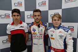 Luca Ghiotto, Trident, Esteban Ocon, ART Grand Prix and Matthew Parry, Koiranen GP in the post quali