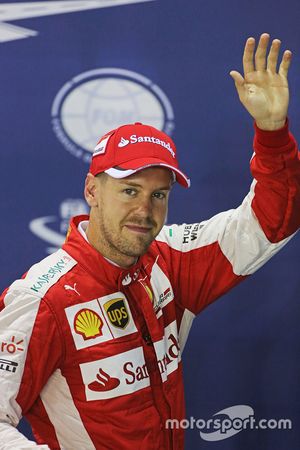 Le poleman Sebastian Vettel, Ferrari