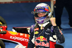Daniel Ricciardo, Red Bull Racing fête sa deuxième place dans le Parc Fermé
