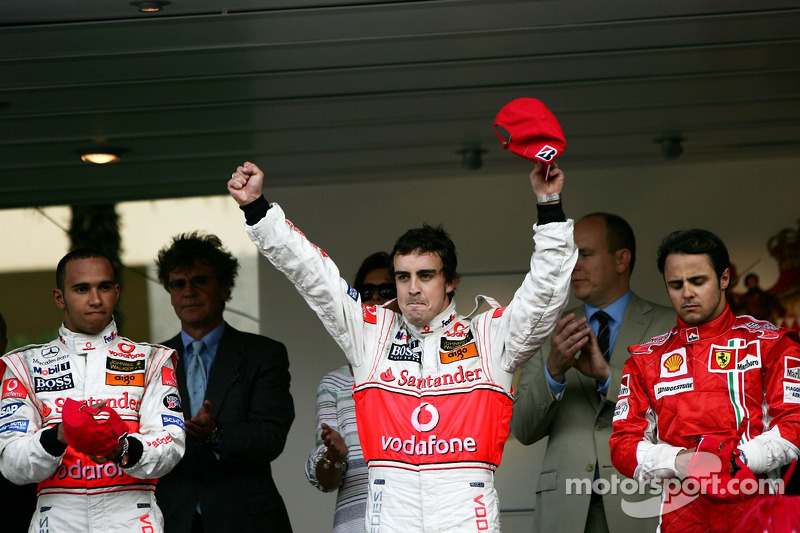 2007: 1. Fernando Alonso, 2. Lewis Hamilton, 3. Felipe Massa