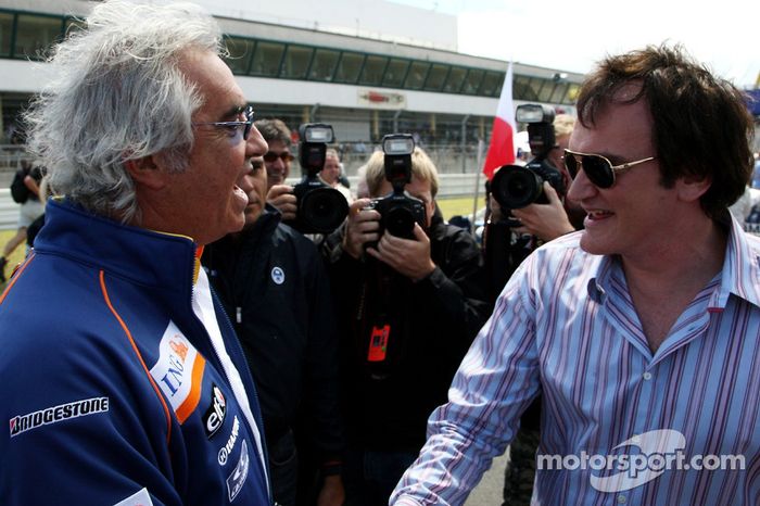 Flavio Briatore, director de Renault F1 Team, con Quentin Tarantino, director de cine