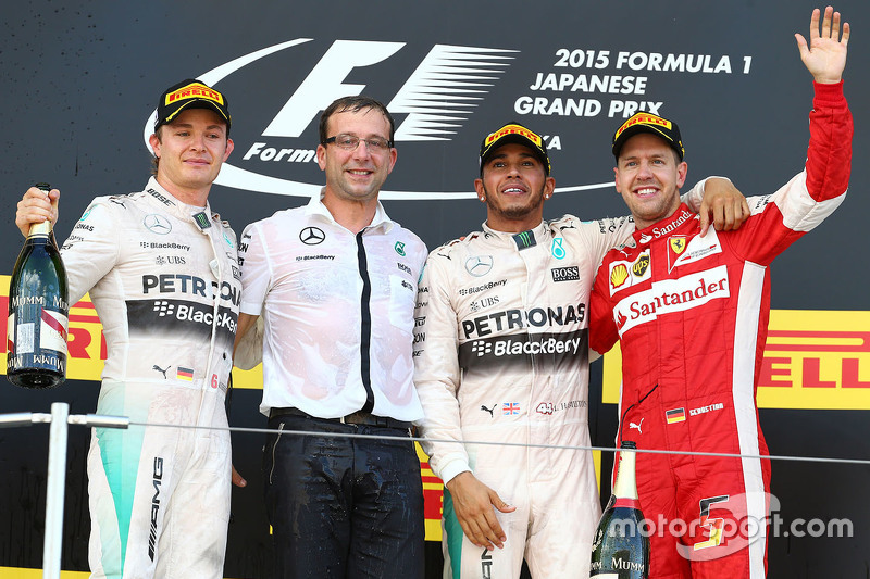 2015 - 1.Lewis Hamilton, 2. Nico Rosberg, 3. Sebastian Vettel