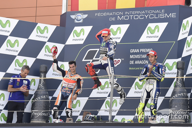 Podium: 1. Jorge Lorenzo, 2. Dani Pedrosa, 3. Valentino Rossi