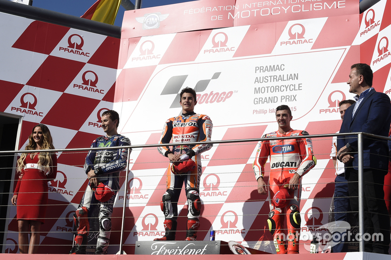 Podium: 1. Marc Marquez, 2. Jorge Lorenzo, 3. Andrea Iannone