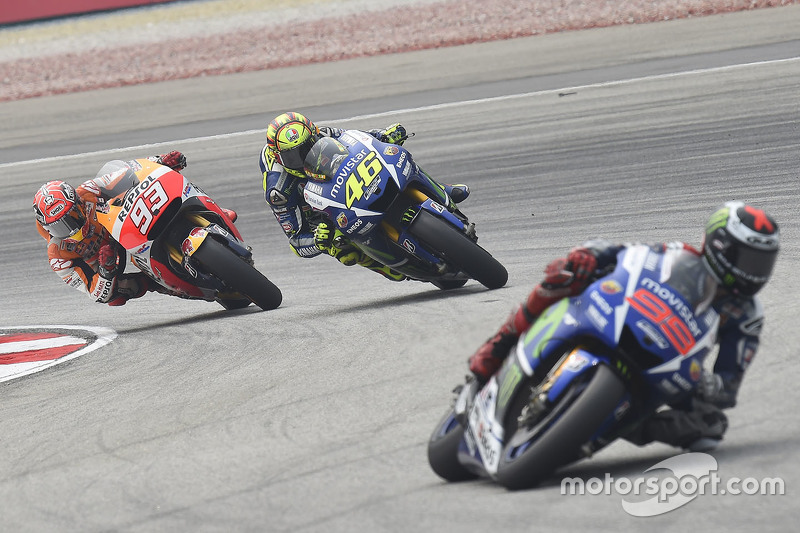 Jorge Lorenzo, Yamaha Factory Racing, Valentino Rossi, Yamaha Factory Racing e Marc Marquez, Repsol Honda Team