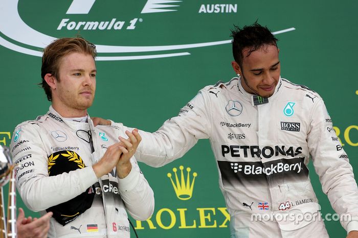 Nico Rosberg y Lewis Hamilton en el GP de Estados Unidos 2015