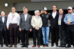 Jean Todt, Presidente de la FIA; Enrique Peña Nieto, Presidente de México; Bernie Ecclestone, Sahara