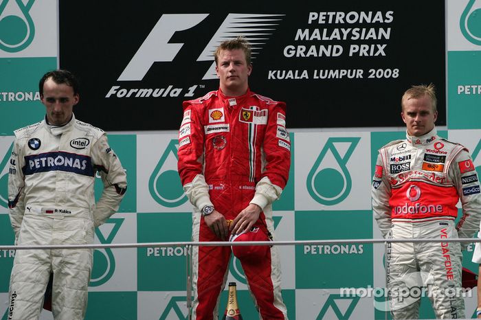 2008: 1. Kimi Räikkönen, 2. Robert Kubica, 3. Heikki Kovalainen