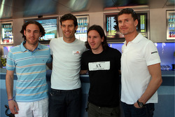 Gabriel Milito, FC Barcelona, Mark Webber, Red Bull Racing, Lionel Messi jugador de fútbol del FC Barcelona y de la selección de Argentina y David Coulthard, Red Bull Racing