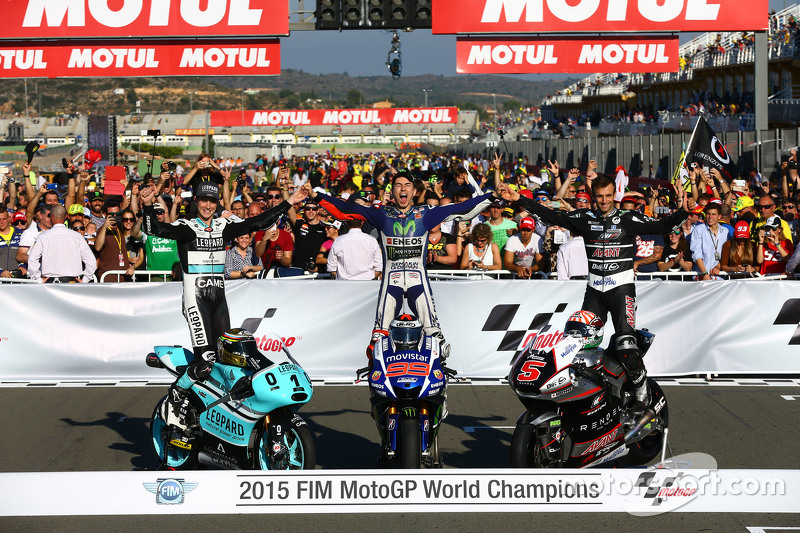 Moto3-Champion Danny Kent, Leopard Racing Honda; MotoGP-Champion Jorge Lorenzo, Yamaha Factory Racin