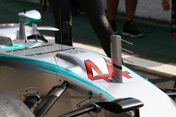 Mercedes AMG F1 W06 duct detail op de neus