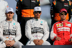 Nico Rosberg, Mercedes AMG F1 Team, Lewis Hamilton, Mercedes AMG F1 Team en Sebastian Vettel, Scuder