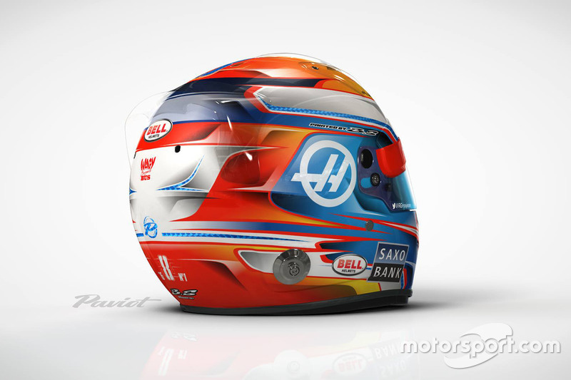 El casco de Romain Grosjean, Haas F1 Team