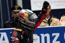 Race winner Sebastian Vettel celebrates