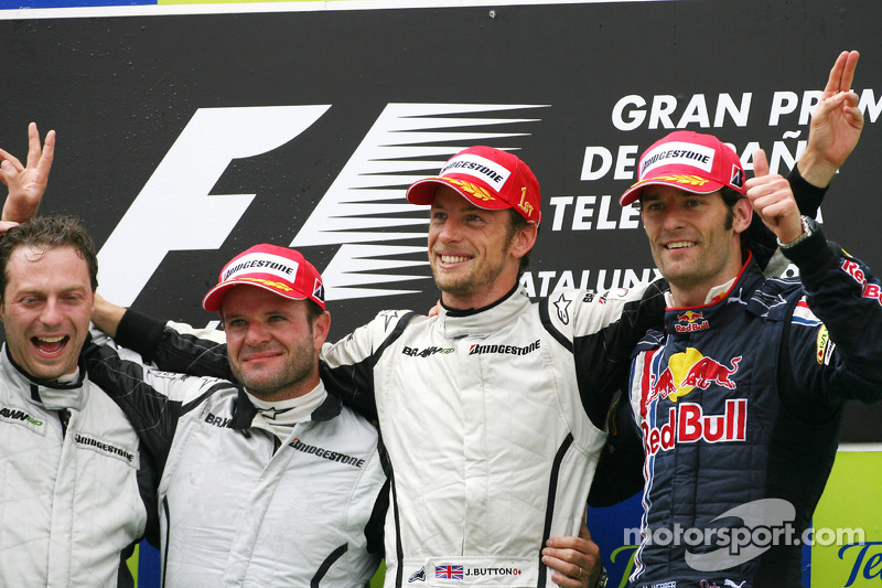 2009: 1. Jenson Button, 2. Rubens Barrichello, 3. Mark Webber