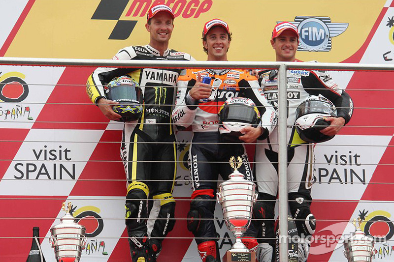 2009: 1. Andrea Dovizioso, 2. Colin Edwards, 3. Randy de Puniet