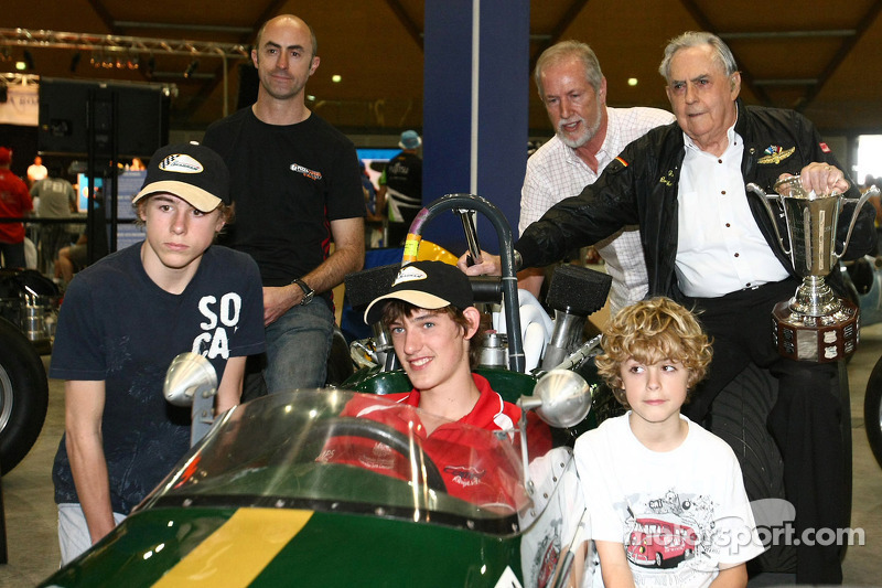 Three time Formula One World Championship Sir Jack Brabham with David Brabham and sons in celebration of Sir Jack Brabham's first of Formula One World Championship