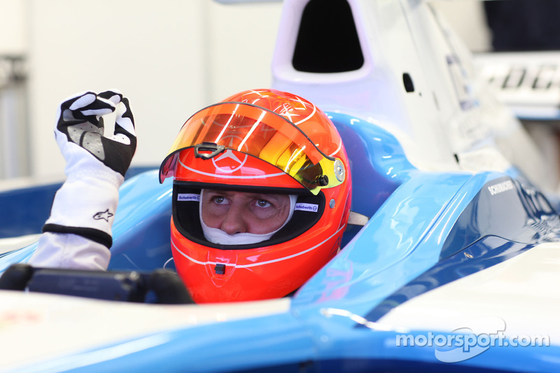 Michael Schumacher tests a GP2 car