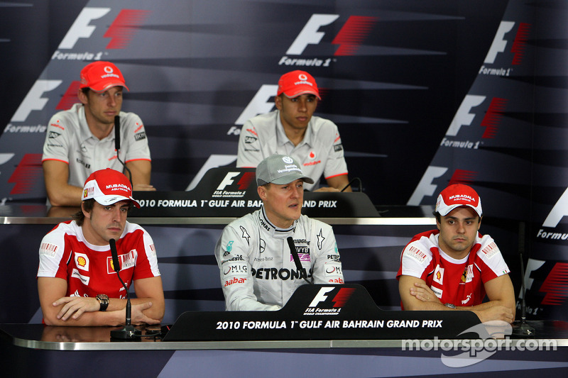 Фернандо Алонсо, Scuderia Ferrari, Дженсон Баттон, McLaren Mercedes, Міхаель Шумахер, Mercedes GP Petronas, Льюіс Хемілтон, McLaren Mercedes, Феліпе Масса, Scuderia Ferrari